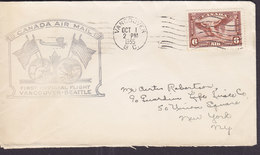 Canada Air Mail First Official Flight VANCOUVER - SEATTLE Vancouver 1935 Cover Brief NEW YORK Daidalos Dädalus - Erst- U. Sonderflugbriefe