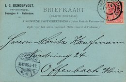 Carte Perfore Perfin J.G. Zendervoet Utrecht Rotterdam A Pour Offenbach - Lettres & Documents