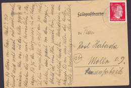 Austria Deutsches Reich Feldpostkarte (Erased) STETTEN (Niederdonau) 1945 Card Karte 12 Pf. Hitler Stamp (2 Scans) - Cartas