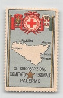 07443 "CROCE ROSSA ITALIANA - XII CIRCOSCRIZIONE - COMITATO REGIONALE DI PALERMO" ERINN. ORIG., MAI APPLICATO - Erinnophilie