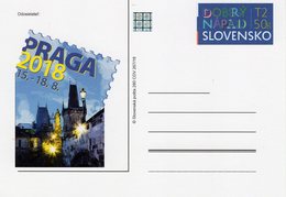 Slovakia - 2018 - PRAGA 2018 World Stamp Expo - Postcard With Printed Stamp And Hologram - Postkaarten