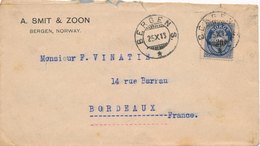 Lettre Bergen Norge Pour La France Cover Norway - Storia Postale