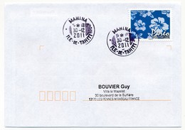 POLYNESIE FRANCAISE - Enveloppe Affr. Pareo Oblitérée "MAHINA Ile-de-Tahiti" 30-12-2011 - Lettres & Documents