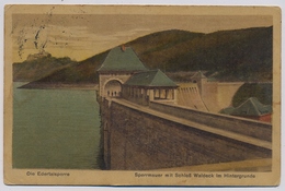 Waldeck Waldecker Talsperre, Aufgang Zur Sperrmauer Mit Stausee Und Schloss Waldeck About 1920y.  E812 - Waldeck