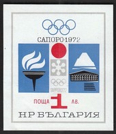 Bulgaria / Olympic Games Sapporo 1972 / Olympic Flame / Mi Bl 33 / MNH - IMPERFORATED - Winter 1972: Sapporo