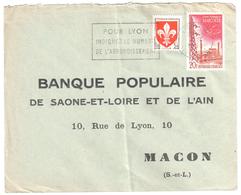 LYON Lettre 20 F MARCOULE Centre Atomique 5 F Blason Lille Yv 1204 1186 Ob 7 7 1959 - Briefe U. Dokumente