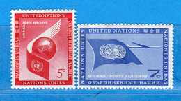 (Mn1) UNITED NATIONS **-1957-AIR MAIL Posta Aerea  -  Unif. A6-A7-   NUOVI .  MNH.  Vedi Descrizione. - Airmail