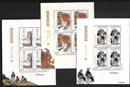 China 2018 - 3 M/S Paintings Chinese Contemporary Works Of Art II Mountain River Birds Of Prey Eagle Stamps MNH 2018-10 - Collezioni & Lotti