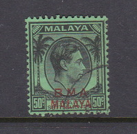 Malaya B.M.A  SG 14 1945 British Military Administration,50c Black -emerald And Scarlet - Malaya (British Military Administration)