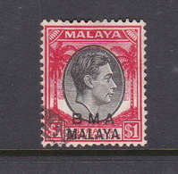 Malaya B.M.A  SG 15 1945 British Military Administration, $ 1.00 King George VI Black And Red - Malaya (British Military Administration)