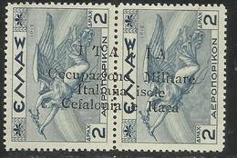 CEFALONIA E ITACA 1941 POSTA AEREA AIR MAIL MITOLOGICA DRACME 2 + 2d MNH - Cefalonia & Itaca