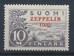 Finlande 1930 Poste Aérienne N°1 Neuf** MNH Surchargé Zeppelin - Neufs