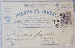 PORTUGAL Phamarcie, Medecine, Carte Postale Publicitaire PHARMACIA BARRAL à LISBONNE 1894 - Pharmacy