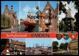 ÄLTERE POSTKARTE SEEHAFENSTADT EMDEN JOHANNA-MÜHLE AMRUMBANK AUSSENHAFEN Hafen Schiff Ship Ansichtskarte Postcard Cpa AK - Emden