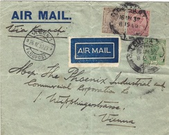 1932- Cover From Calcutta To Wien Fr. 9 1/2 Anna   " Via Karachi " - Briefe U. Dokumente