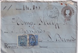 BRESIL 1910 ENTIER POSTAL LETTRE RECOMMANDEE CHARGE DE BARRETOS POUR S.BERNARDO - Postal Stationery