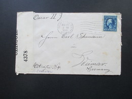 USA 1916 Brief Von New York Nach Weimar Schiffspost?? Oscar II Opened By Censor 4378 / Zensurbrief - Storia Postale