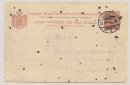 Nederlands Indië - 1911 - 5(+5) Cent Opdruk Op Cijfer, Briefkaart G19a-A Van GUBEN (Deutschland) Naar Madioen - Nederlands-Indië
