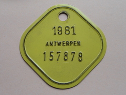 FIETSPLAAT / PLAQUE Vélo ( Antwerpen Nr. 157878 ) Anno 1981 ( België ) ! - Plaques D'immatriculation