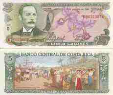 Costa Rica  P-236d  5 Colones  1989  UNC - Costa Rica