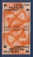 VIGNETTE EXPO PEXIP 1937 TETE BECHE EN ORANGE ** - Briefmarkenmessen