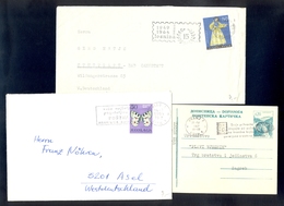 Slovenia, Yugoslavia - 2 Letters And One Stationery With Apposite Machine Cancels Of Kranj, Ljubljana And Bled. - Slovénie