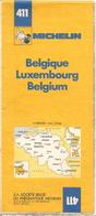 CARTE-ROUTIERE-MICHELIN-1976-1Edit-N°411-BELGIQUE/LUXEMBOURG-PAS De PLI  DECHIRE-TBE - Wegenkaarten
