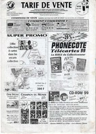 TARIFS DE VENTE TELECARTES  Le Monde Des Télécartes  ANNEE 1998 - Livres & CDs