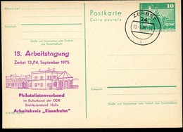 DDR P79-4b-75 C26 Postkarte PRIVATER ZUDRUCK Bahnhof Zerbst  Stpl. 1975 - Privé Postkaarten - Gebruikt