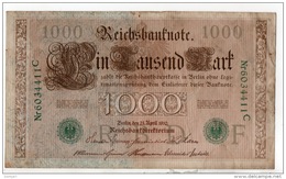 ALLEMAGNE . REICHSBANKNOTE . 1000 MARK . 1910 . N° Nr 6034411 C - Réf. N°316F - - 1.000 Mark