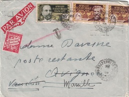 CONGO - BRAZZAVILLE - MOYEN-CONGO - AVEC TAXE FRANCE DE POSTE RESTANTE - LE 27-4-1938 - Briefe U. Dokumente