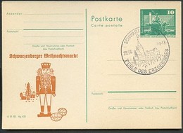 DDR P79-13b-77 C49 Postkarte PRIVATER ZUDRUCK Weihnachtsmarkt Schwarzenberg Sost. 1977 - Cartes Postales Privées - Oblitérées