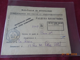 Lettre De Madagascar De 1955 - Storia Postale