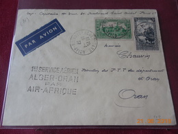 Lettre De 1937 A Destination D Oran (cachet 1er Service Aerien Alger-Oran Par Air Afrique) - Brieven En Documenten