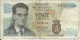 Belgique Koninkrijk  Billet De 20 Francs - 1964 - 20 Franchi
