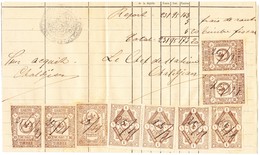 1885 Telegrammquittung  Mit Steuermarken, Stempel Des Bureau Therapia, Selten, Bedarfsspuren - 1837-1914 Smyrna