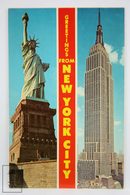 Postcard USA - New York - Statue Liberty & Empire State Building - Year 1970 - Estatua De La Libertad