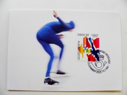 Card Maximum Norway 1994 Olympic Games Lillehammer 1994 Fdc Speed Skating - Cartoline Maximum