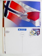 Card Carte Postal Stationery Norway Olympic Rings Taxe Percue Flags Japan - Tarjetas – Máximo