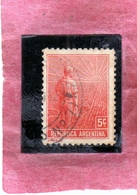 ARGENTINA 1911 AGRICOLTURE AGRICOLTURA CENT. 5c USATO USED OBLITERE' - Usados