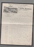 Tolosa (Espagne)  Lettre à Entête JOSE BODEAN Tojidos De Los Pirineos 1909 (entourage Noir )(PPP14543) - Espagne