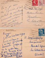 2 CARTES OBLITERATION DAGUIN "EAUX-BONNES-SES EAUX-SON SITE AIR PUR -SPORT D'HIVER-CAD BASSES PYRENEE -1941 - Maschinenstempel (Sonstige)