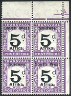 16 SOUTH WEST AFRICA: Sc.J39, Beautiful Corner Block Of 4, The Top Stamps With Tiny - Afrique Du Sud-Ouest (1923-1990)