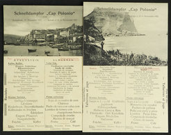 72 GERMANY: Ship CAP POLONIO: 2 Handsome Menus (lunch), Dated 11 And 12/NO/1922, VF - 1801-1900