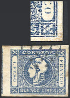 110 ARGENTINA: GJ.17, 1P. Dark Blue, Worn Impresion, With Variety: 2 Blue Spots At L - Buenos Aires (1858-1864)