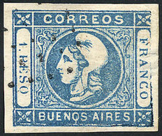 113 ARGENTINA: GJ.17, With Variety: Without Part Of Right Frame, Thinned On Reverse, - Buenos Aires (1858-1864)