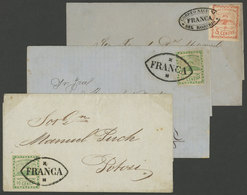 138 ARGENTINA: 3 Letters With Genuine Stamps But FORGED Cancels, Excellent Quality, - Otros & Sin Clasificación