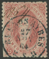 153 ARGENTINA: "GJ.19, 1st Or 2nd Printing, Double Cancellation: Manuscript ""1864"" - Other & Unclassified