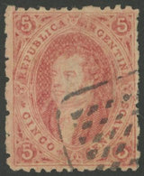 156 ARGENTINA: GJ.20, 3rd Printing With The Extremely Rare Mute Framed Dotted Cancel - Otros & Sin Clasificación