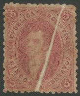 164 ARGENTINA: GJ.20, 3rd Printing, With Notable Paper Fold, Mint, Superb, Rare! - Otros & Sin Clasificación